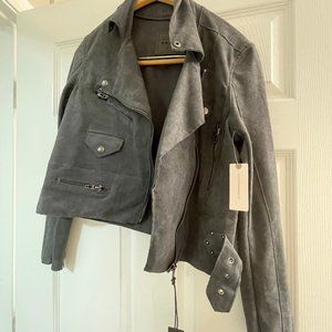 Blanknyc Faux Suede Moto Jacket - Carbon